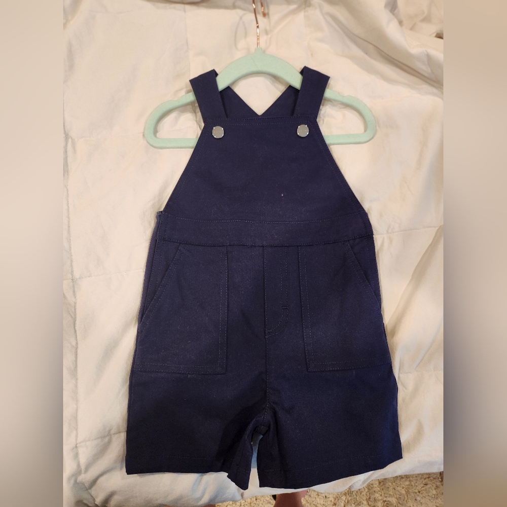 Jacadi Paris boys 24m blue overall shorts brand new with tags